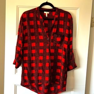 Joie XS Red Orange and Black Blouse